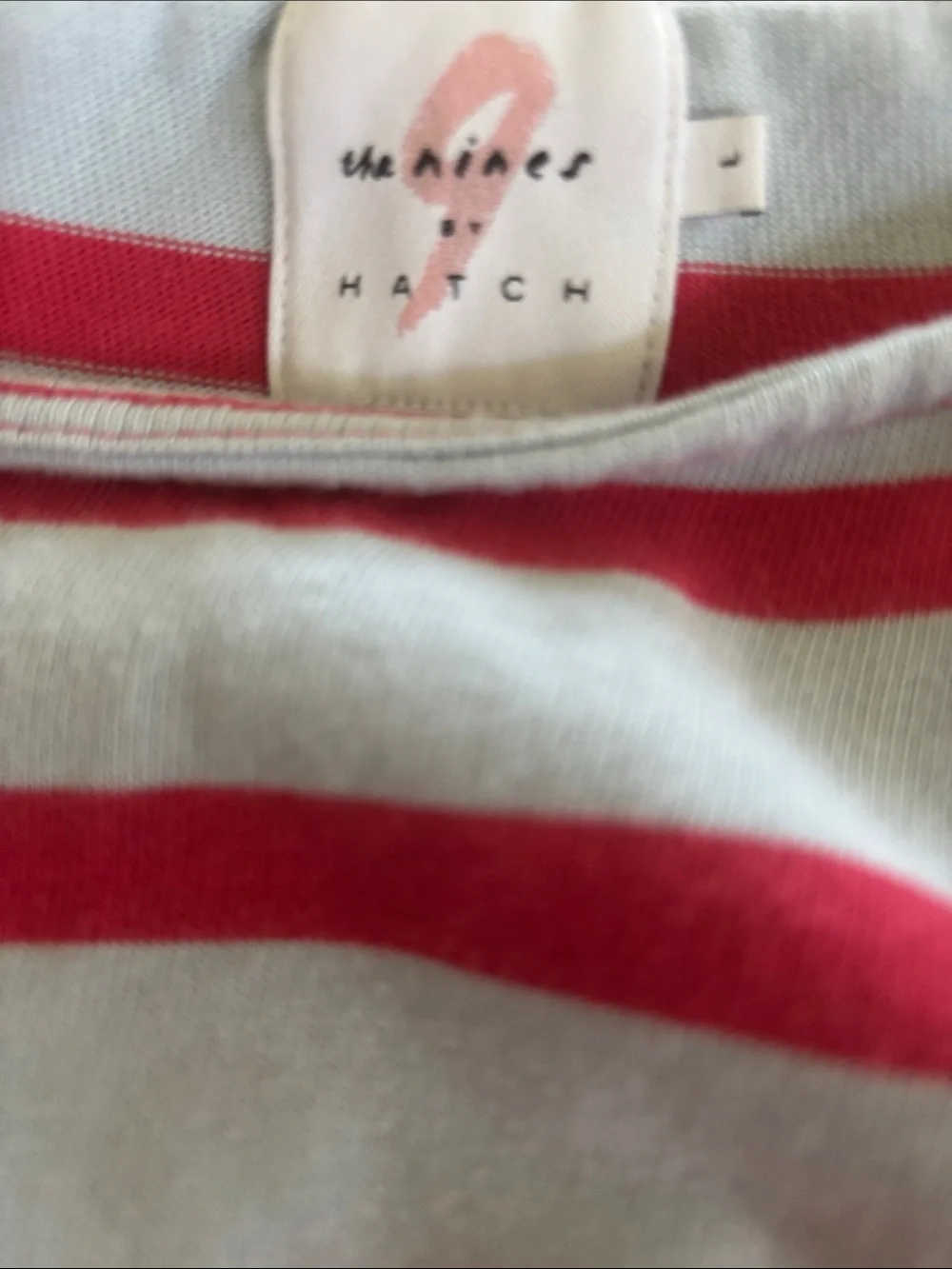 The Nines By HATCH Striped T-Shirt Costal Dress L Pockets Red Gray Luxe Cotton
